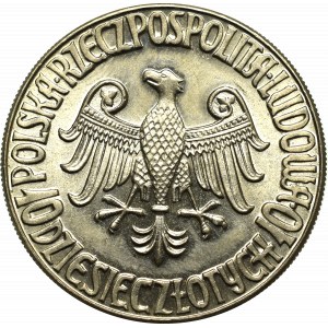 People's Republic of Poland, 10 zloty 1964 Casimir III the Great - intaglio inscription CuNi sample