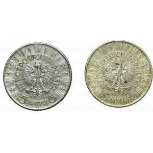 Druhá polská republika, sada 5 zlatých z let 1934-36 Pilsudski