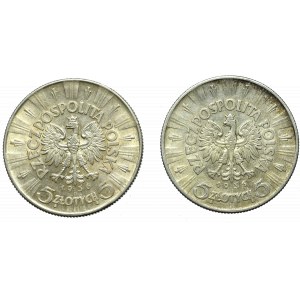 II Republic of Poland, Lot of 5 zloty 1935-36 Pilsudski