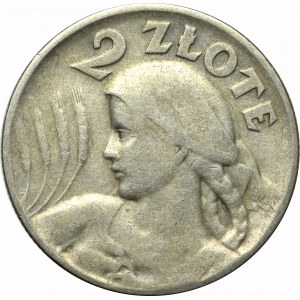 Second Republic, 2 zloty 1925 (no dot), Philadelphia Woman and ears