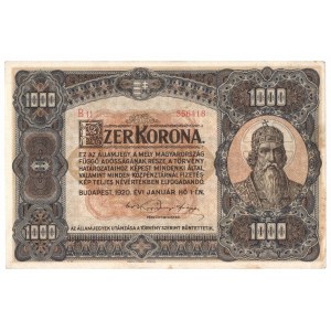 Maďarsko, 1000 korún 1920 B