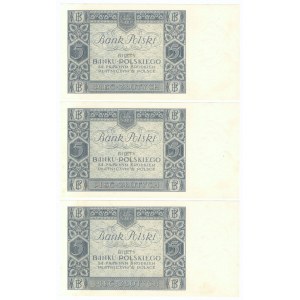 II RP, 5 złotych 1930 Ser. DM - zestaw 3 egzemplarze, kolejne numery