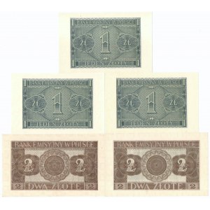 GG, Zestaw 1-2 złoty 1941 (5 egzemplarzy)