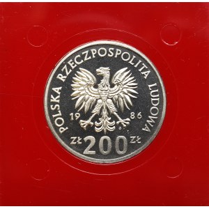 Polská lidová republika, 200 zlotých 1986 Władysław I Łokietek - vzorek CuNi