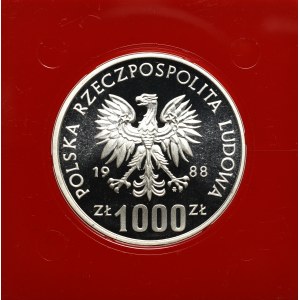 Poľská ľudová republika, 1 000 zlatých 1988 Jadwiga - vzorka striebra