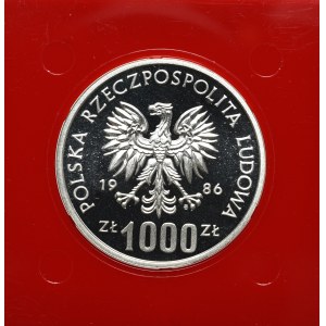 Poľská ľudová republika, 1 000 zlotých 1986 Lokietek - strieborný proof