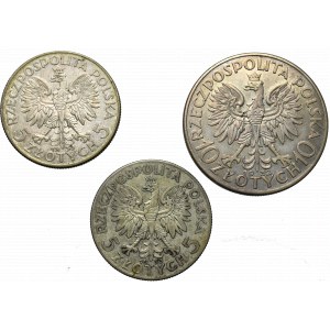 Second Polish Republic, Set of 5 and 10 Gold Woman's Head
