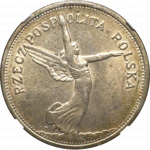 II Rzeczpospolita, 5 złotych 1928 ZZM Nike - SKRĘTKA NGC MS62