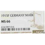 Germany, 1 mark 1915 F, Stuttgart - NGC MS66