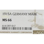 Německo, 1 marka 1915 A, Berlín - NGC MS66