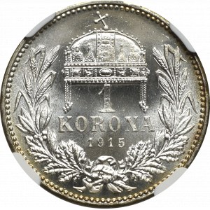 Maďarsko, 1 koruna 1915 - NGC MS66