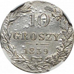 Zabór rosyski, Mikołaj I, 10 groszy 1839 - NGC MS61