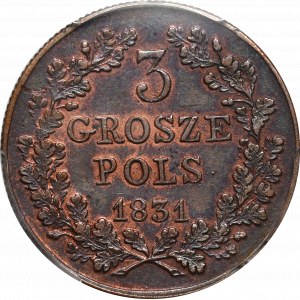Powstanie Listopadowe, 3 grosze 1831 - łapy orła proste PCGS AU Details