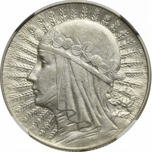 Druhá poľská republika, 5 zlotých 1934 Hlava ženy - NGC AU55