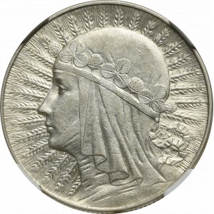 II Rzeczpospolita, 5 złotych 1934 Głowa kobiety - NGC AU55