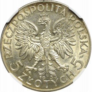 Druhá republika, 5 zlotých 1933 - NGC AU58