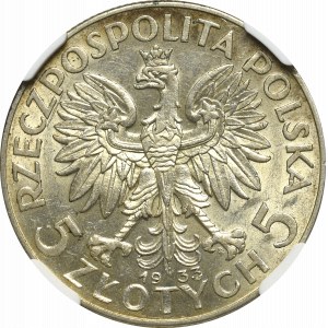 II Republic of Poland, 5 zloty 1933 - NGC AU58