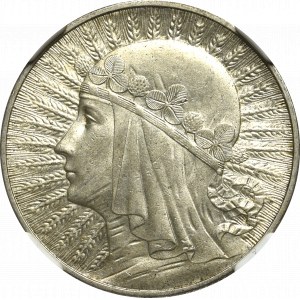 Druhá poľská republika, 5 zlotých 1932 BZM Hlava ženy - NGC AU58