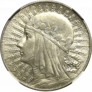 Druhá polská republika, 5 zlotých 1932 BZM Hlava ženy - NGC AU58