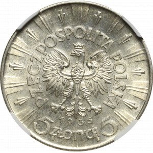 II Rzeczpospolita, 5 zl. 1935 Piłsudski - NGC MS63