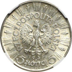 II Rzeczpospolita, 5 złotych Piłsudski 1935 - NGC MS61