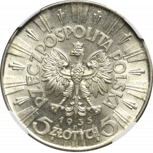 Druhá poľská republika, 5 zlotých 1935 Piłsudski - NGC AU58