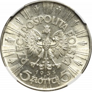 Druhá polská republika, 5 zlotých 1935 Piłsudski - NGC AU58