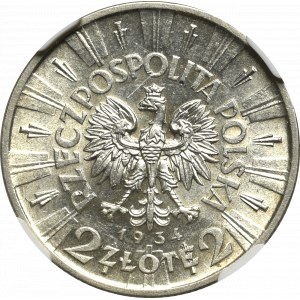 II Rzeczpospolita, 2 zl. 1934 Piłsudski - NGC MS61