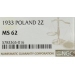 II Republic of Poland, 2 zlote 1933, Women's Head - NGC MS62