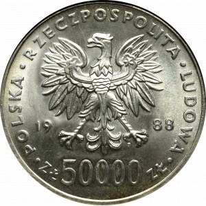 Polská lidová republika, 50 000 zlotých 1988 Pilsudski