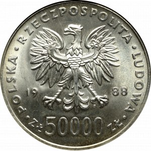 People's Republic of Poland, 50,000 zloty 1988 Pilsudski