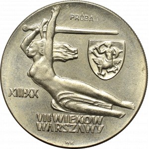 Poľská ľudová republika, 10 zlotých 1965 VII wieków Warszawy - raritná vzorka CuNi