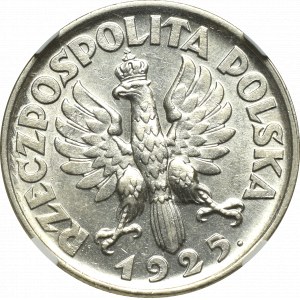 II Rzeczpospolita, 2 złote 1925 (z kropką), Londyn Kobieta i kłosy - NGC MS62