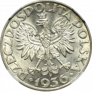 II Rzeczpospolita, 2 złote 1936 Żaglowiec - NGC MS63