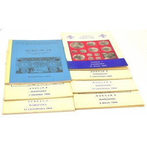 Katalogi aukcyjne, zestaw 7 szt. PTN 1,2,3,4,5,8,19
