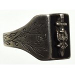 II RP, Patriotic signet ring with eagle on sword 2nd armored baon