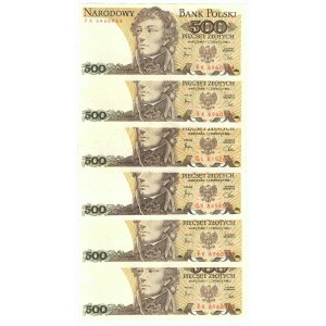 PRL, 500 złotych 1982 - zestaw 6 egzemplarzy - różne serie