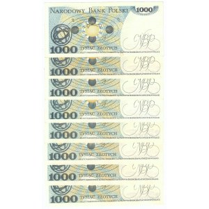 PRL, 1000 złotych 1982 - zestaw 8 egzemplarzy, różne serie