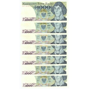 PRL, 1000 zlotých 1982 - sada 7 kusů, různé série