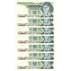 PRL, 1000 zlotých 1982 - sada 7 kusů, různé série