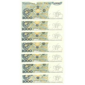 PRL, 1000 złotych 1982 - zestaw 7 egzemplarzy, różne serie