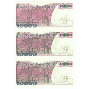 PRL, 10 000 złotych 1988 - zestaw 3 egzemplarze