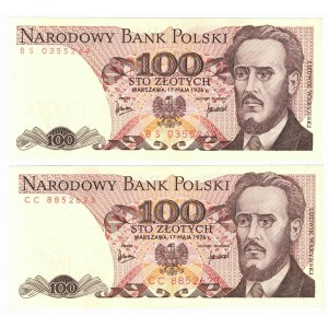 PRL, zestaw 100 złotych 1976 różne serie - 2 egzemplarze