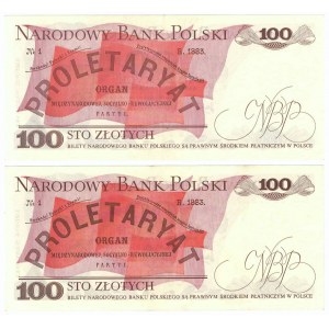 PRL, zestaw 100 złotych 1976 różne serie - 2 egzemplarze