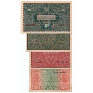 II RP, zestaw banknotów w tym 2 marki generał