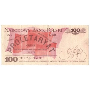 PRL, 100 złotych 1988?, seria HU, destrukt bez nadruku głównego