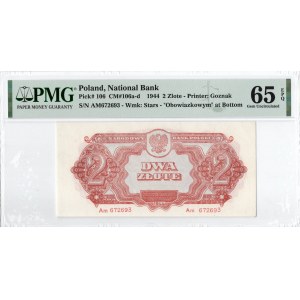 People's Republic of Poland, 2 zloty 1944 ...mandatory.... Am - PMG 65EPQ