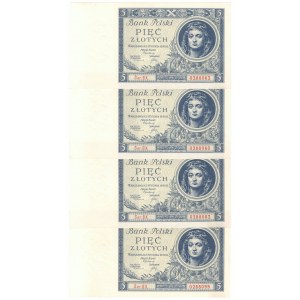 II RP, 5 gold 1930 BX. consecutive issues - 4 Pieces