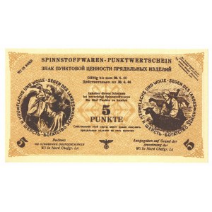 Russia, German Occupation, 5 Points 1944, Talon for linen and wool