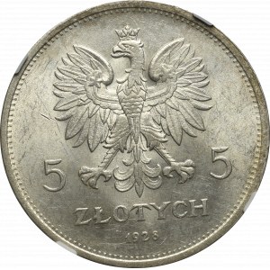 II Rzeczpospolita, 5 zl. 1928 Nike ZZM, Varšava - NGC MS61